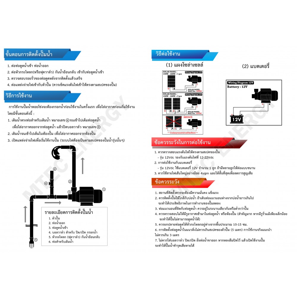 ปั๊มน้ำหอยโข่งบัสเลส DC12V 150W รุ่น QB-60 0.2HP